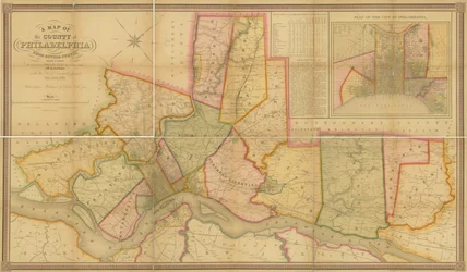 En karta över länet Philadelphia, från Actual Survey, 1843
